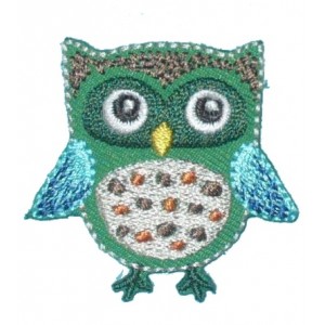 Iron-on Embroidery Sticker - Green and Turquoise Owl